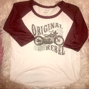 Distressed baseball tee